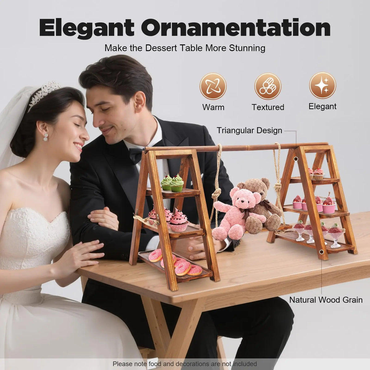 Three Tier Wooden Dessert Stand for Cakes Pastries and Parties