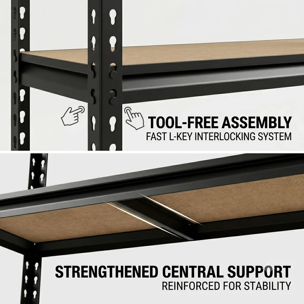 Slim Five Tier Metal Shelving Unit Heavy Duty Storage Rack