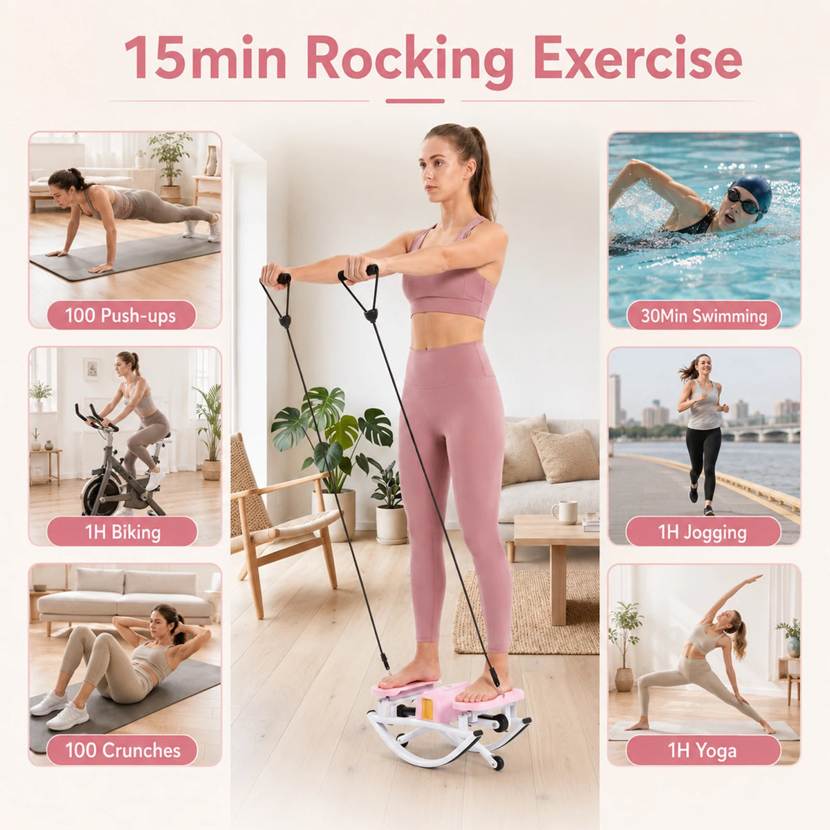 Side To Side Rock Stepper With Bands And Digital Display