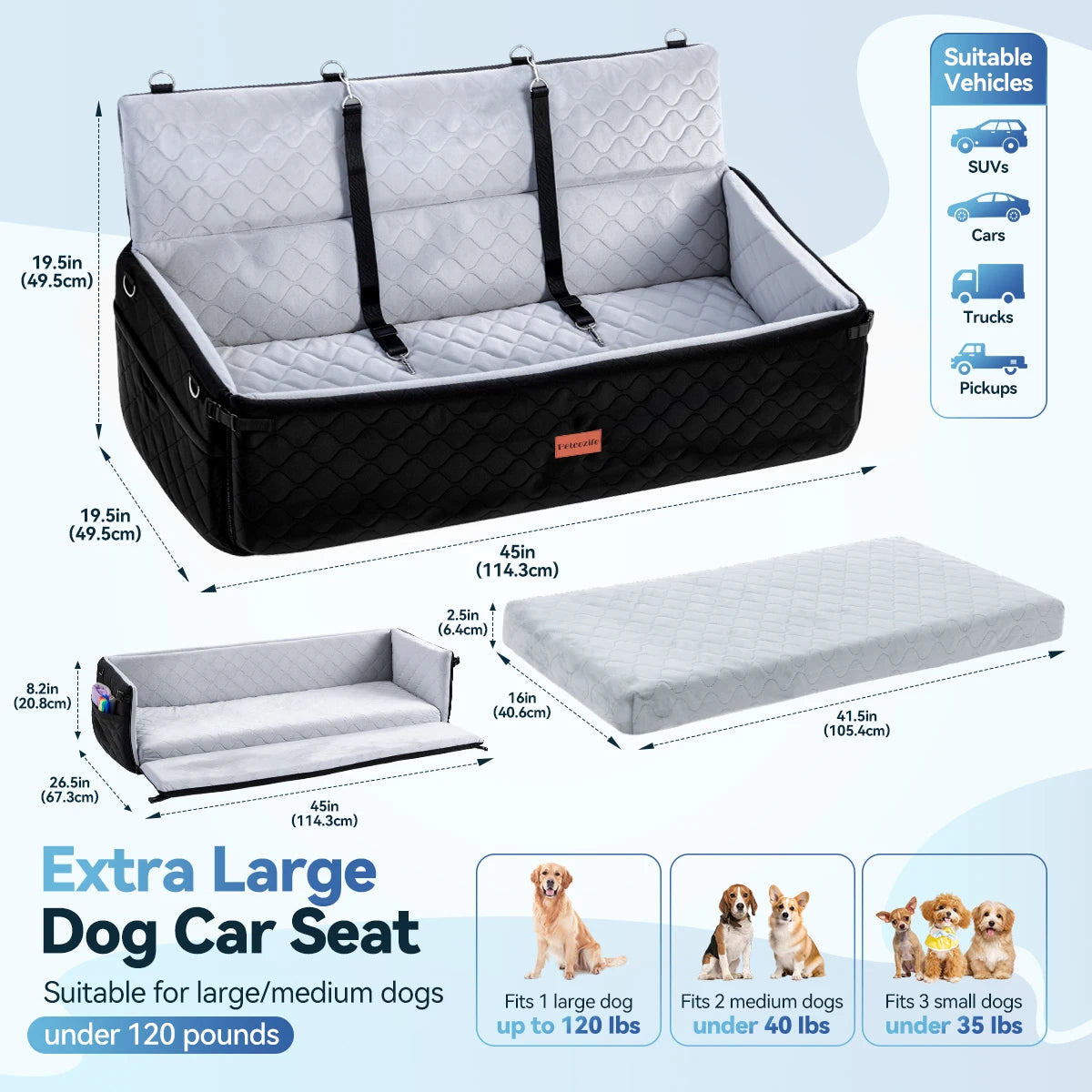 DOMIPET Multi Functional Dog Car Seat And Travel Bed