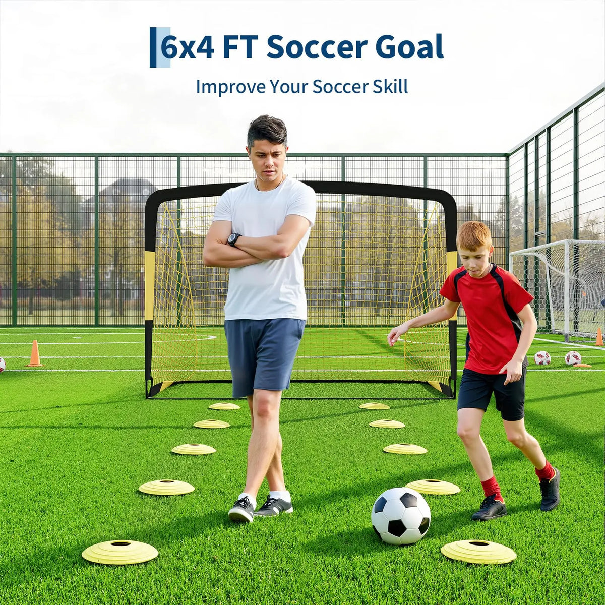 HiMISS Portable Soccer Goal Set with Training Accessories for Kids