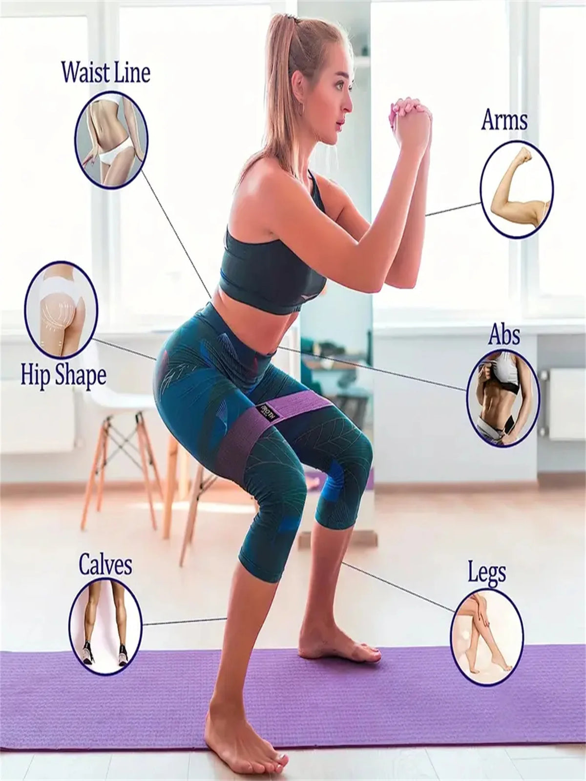 Pilates Yoga Resistance Bands for Stretching and Lower Body Workouts