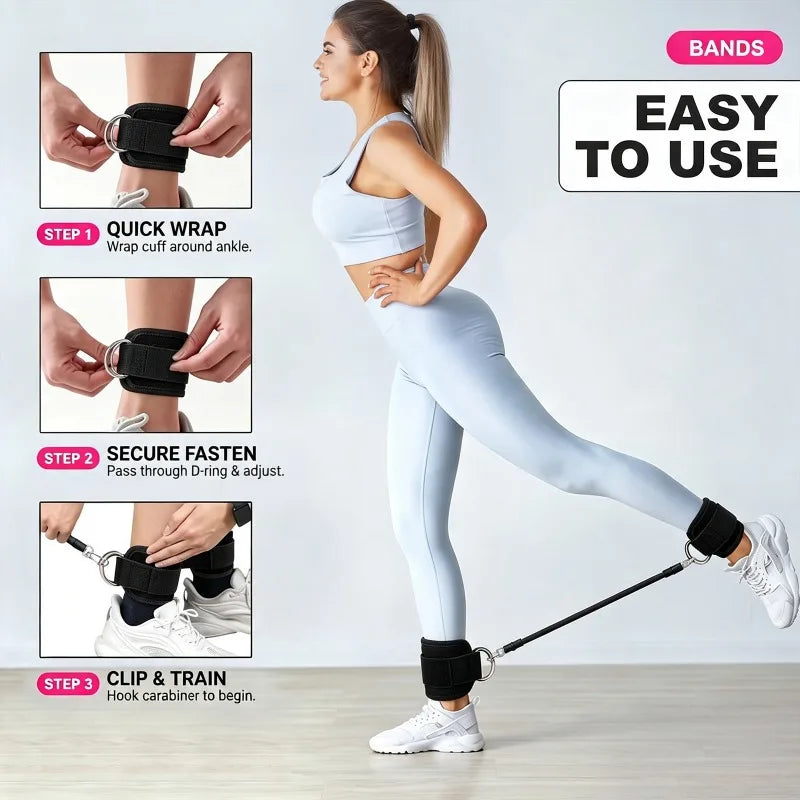Ankle Resistance Bands With Secure Cuffs For Glute Training
