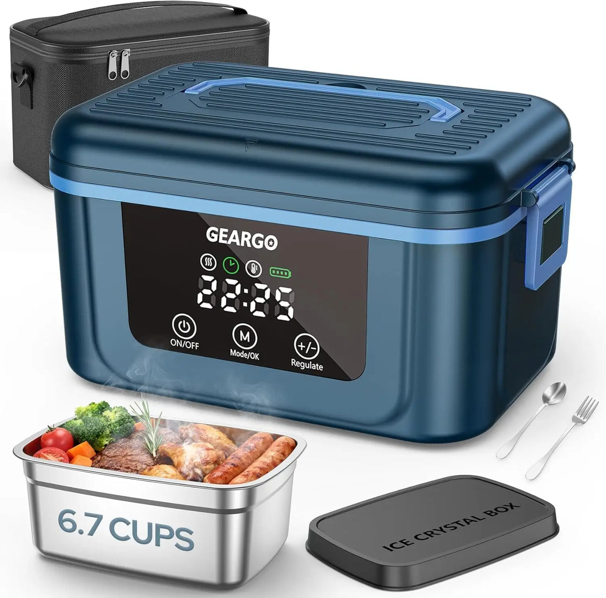 Cordless Electric Heated Lunch Box With Ice Crystal Cooling Box