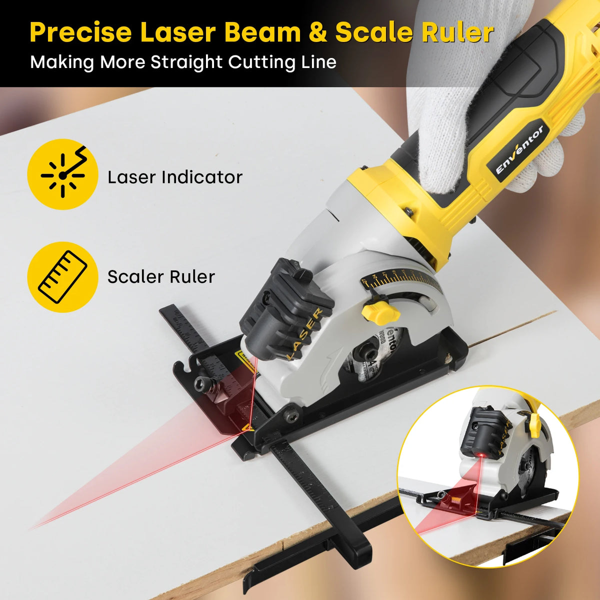 Enventor 580W Electric Circular Saw With Three Blades