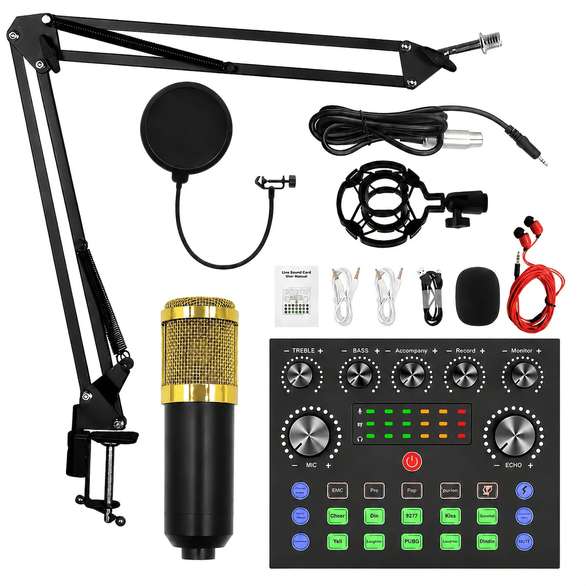 Home Recording Studio Kit With Condenser Microphone And Mixer Equipment
