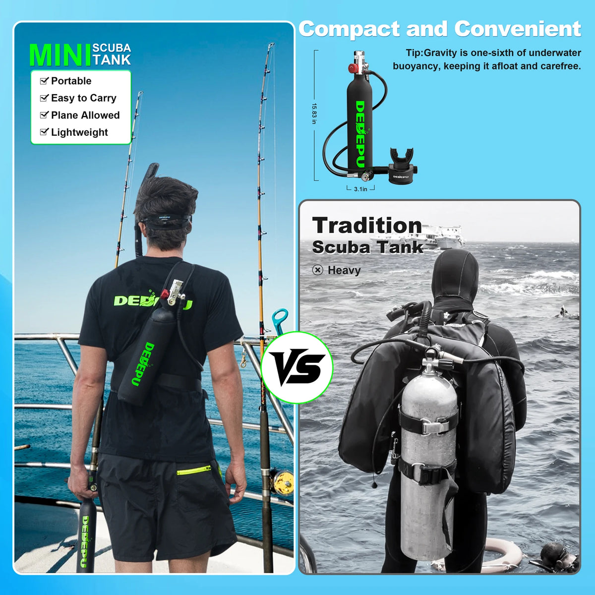 DEDEPU Portable Mini Diving Tank With Diving Mask And Snorkel