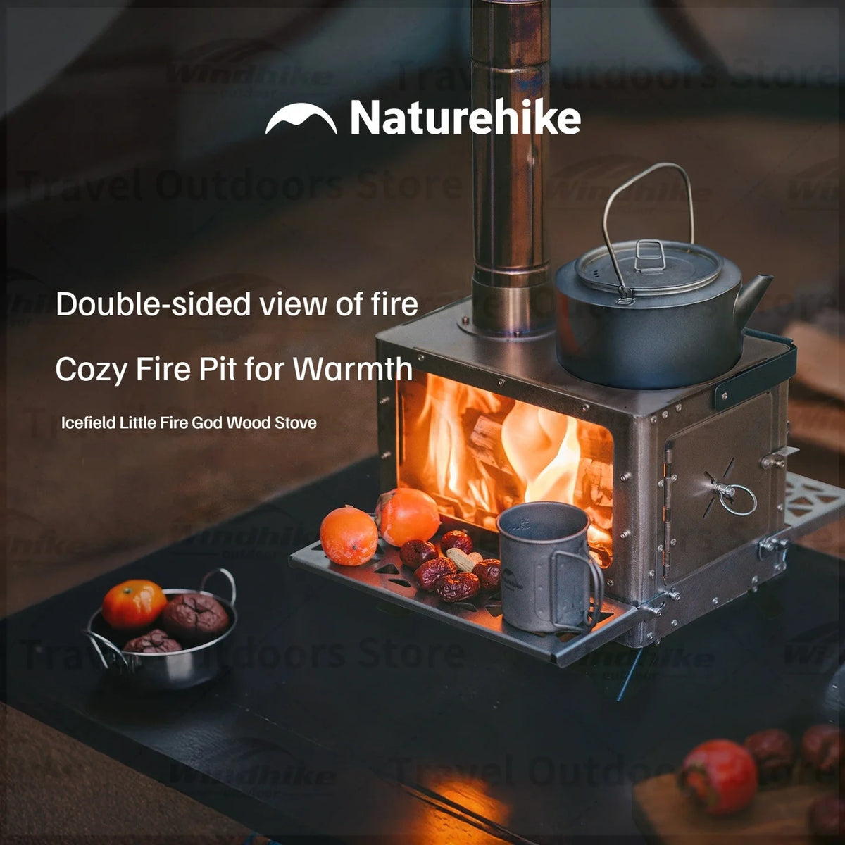 Naturehike Stainless Steel Wood Burning Tent Stove With Glass Door