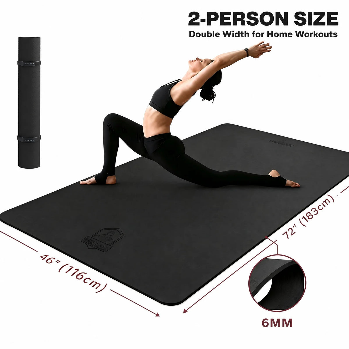 HAPBEAR Extra Large Non Slip TPE Yoga Mat for Pilates and Fitness