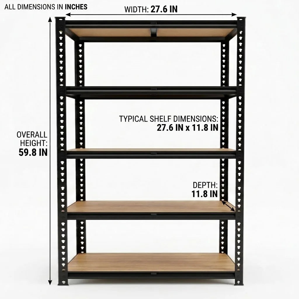 Slim Five Tier Metal Shelving Unit Heavy Duty Storage Rack