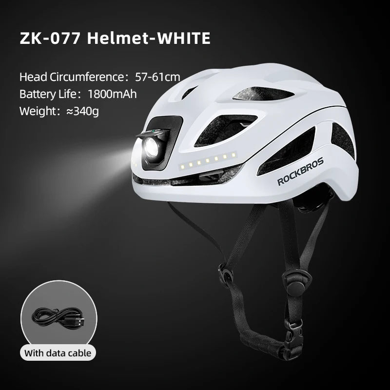 ROCKBROS Rechargeable LED Cycling Helmet With Front Safety Light