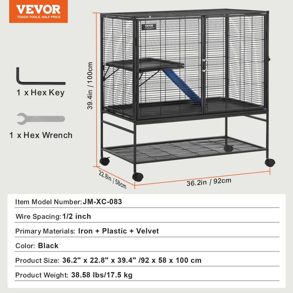 SucceBuy Four Tier Rolling Metal Small Animal Cage for Ferrets