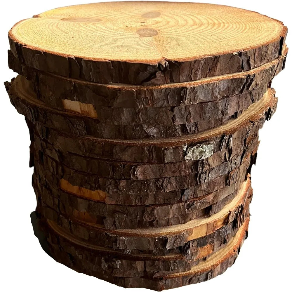 Set of 12 Unfinished Wood Slices for Centerpieces and Crafts
