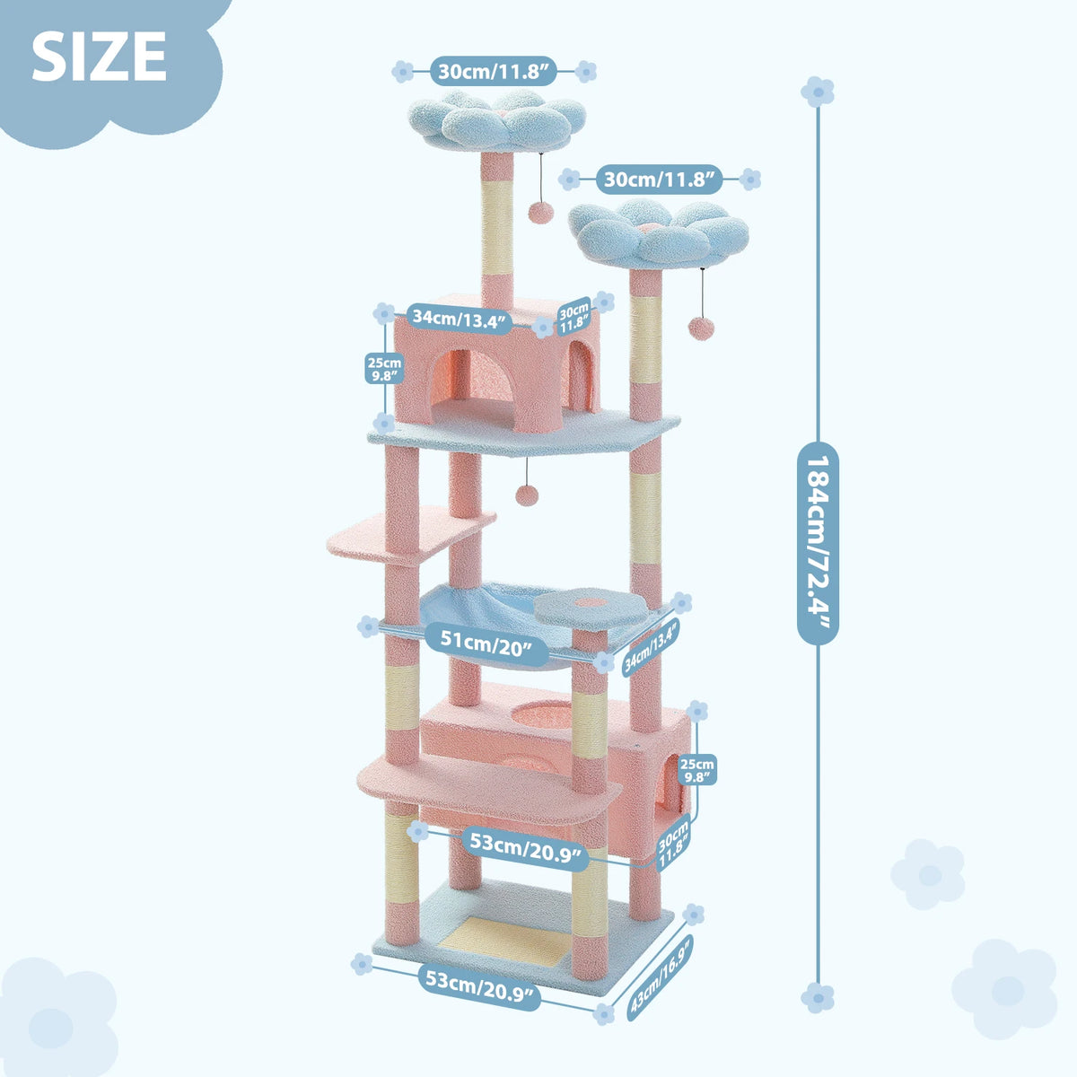 PETEPELA Multi Level Cat Tree With Sisal Scratching Posts