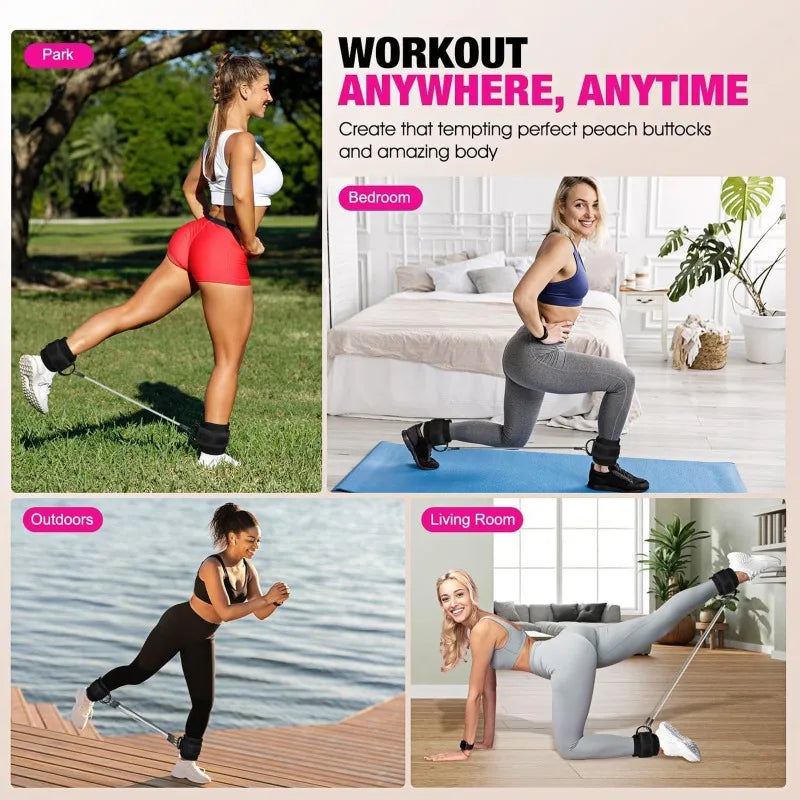 Ankle Resistance Bands With Secure Cuffs For Glute Training