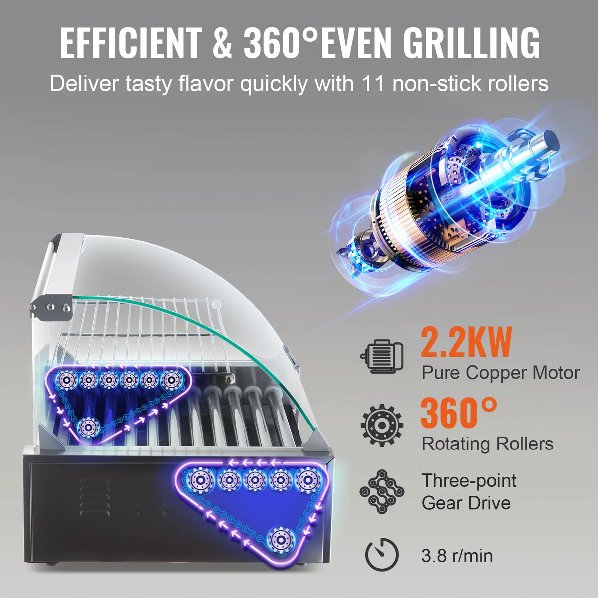 SucceBuy Commercial Hot Dog Roller Grill for Sausages and Corn