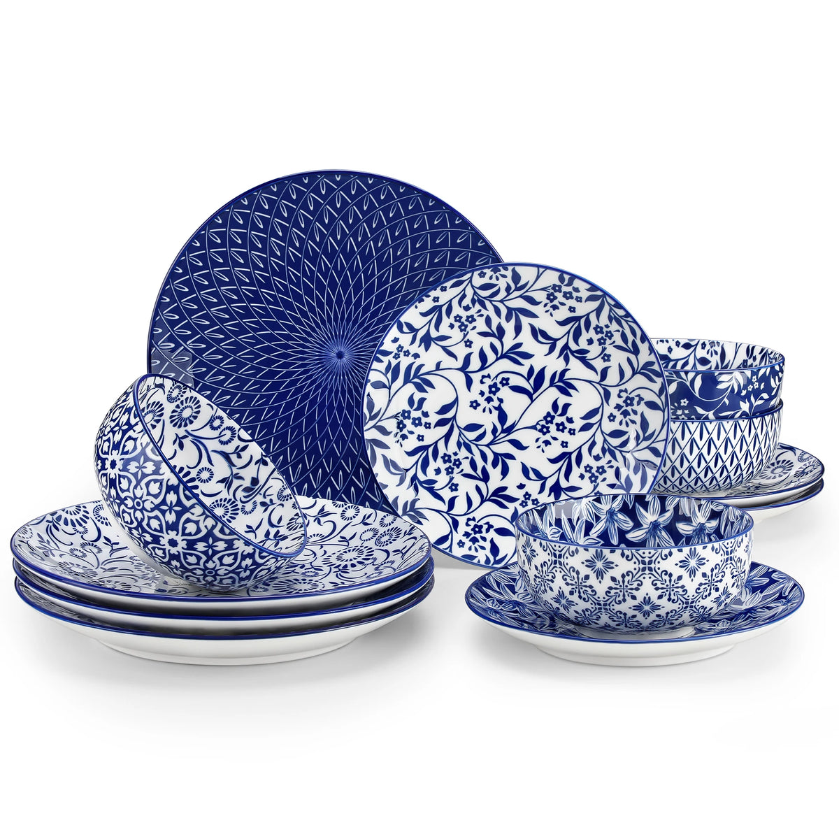 MALACASA Floral Ceramic Dinnerware Set With Plates And Bowls