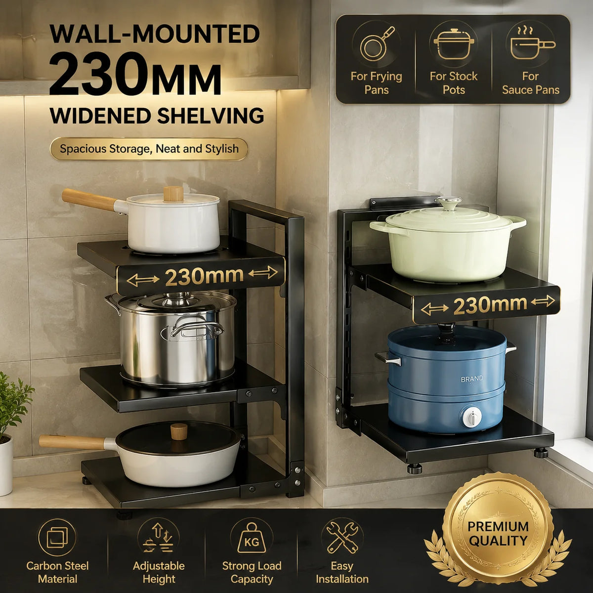 Adjustable Under Sink Storage Rack With Pull Out Shelves