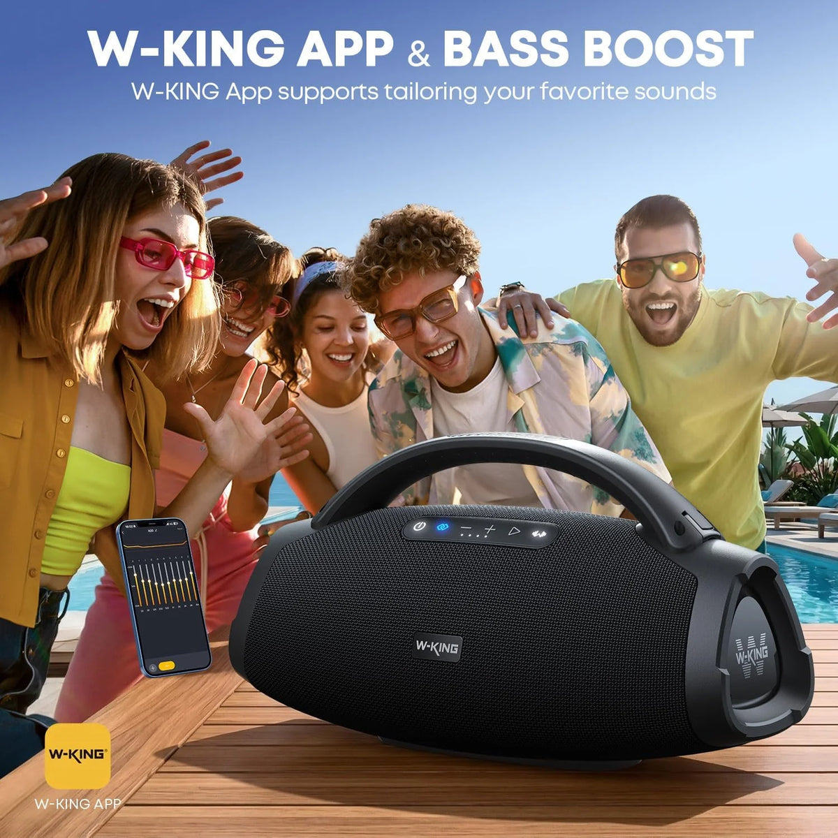 W-KING Bluetooth Party Speaker With Powerful Bass And Waterproof Design