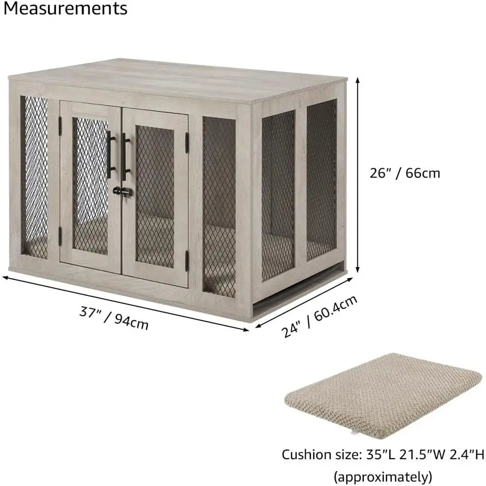 Furniture Style Indoor Dog Crate With Cushion And Removable Tray