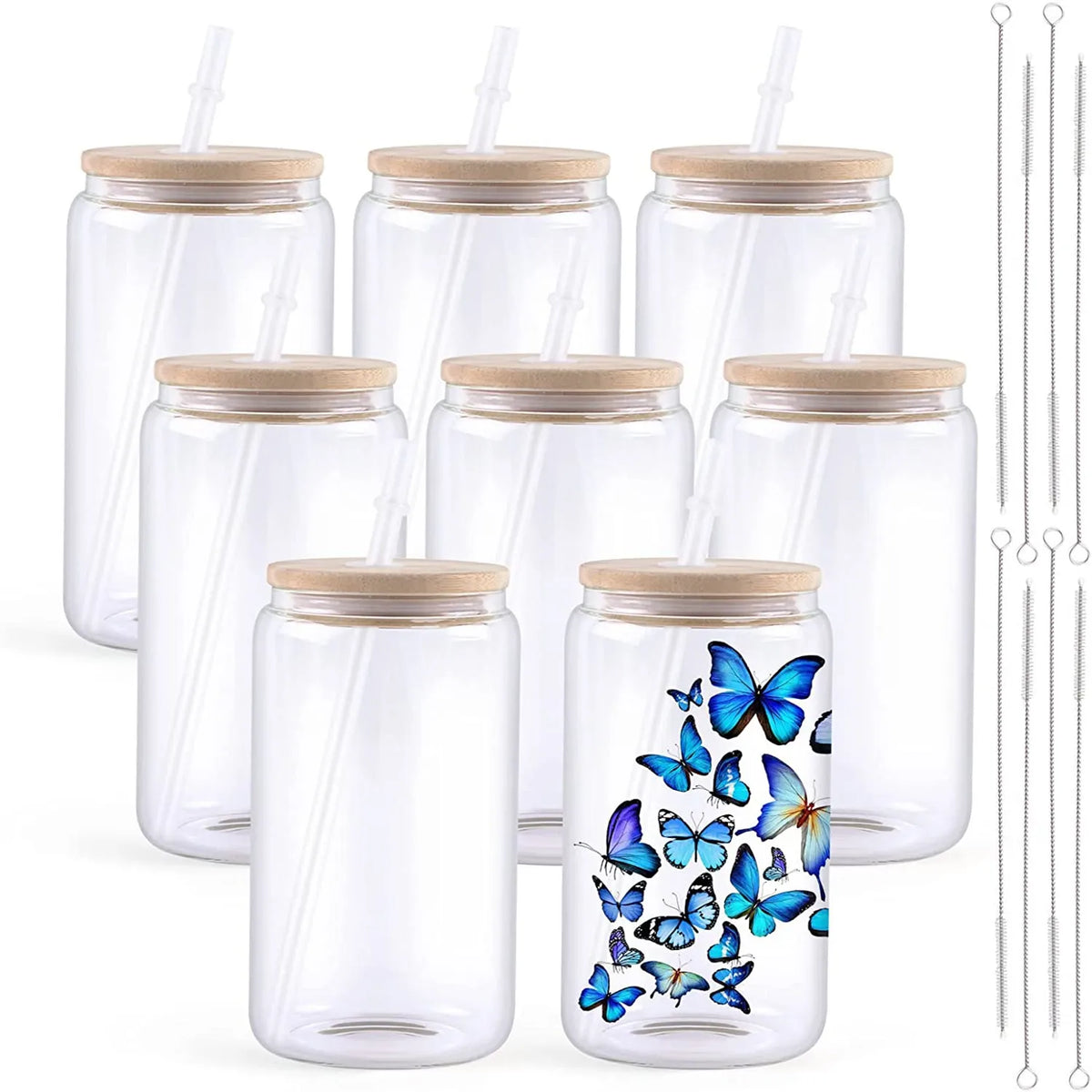 HTVRONT Sublimation Glass Tumblers With Bamboo Lids For DIY Gifts