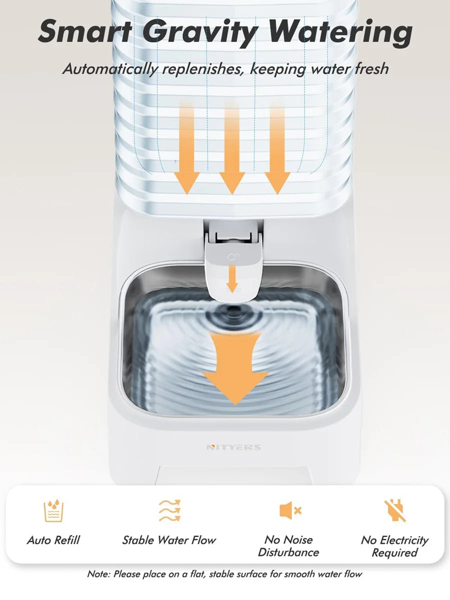 NITYERS Gravity Fed Stainless Steel Pet Water Dispenser