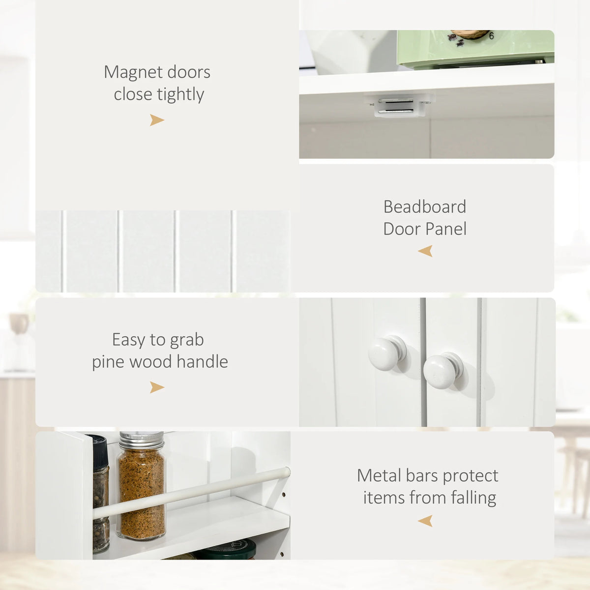 HOMCOM Modern Kitchen Pantry Cabinet With Double Doors And Shelves