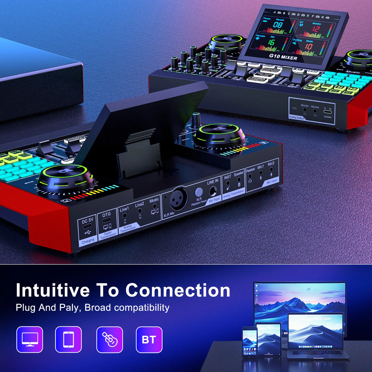Tenlamp G10 Podcast Microphone Mixer Kit for Recording and Streaming