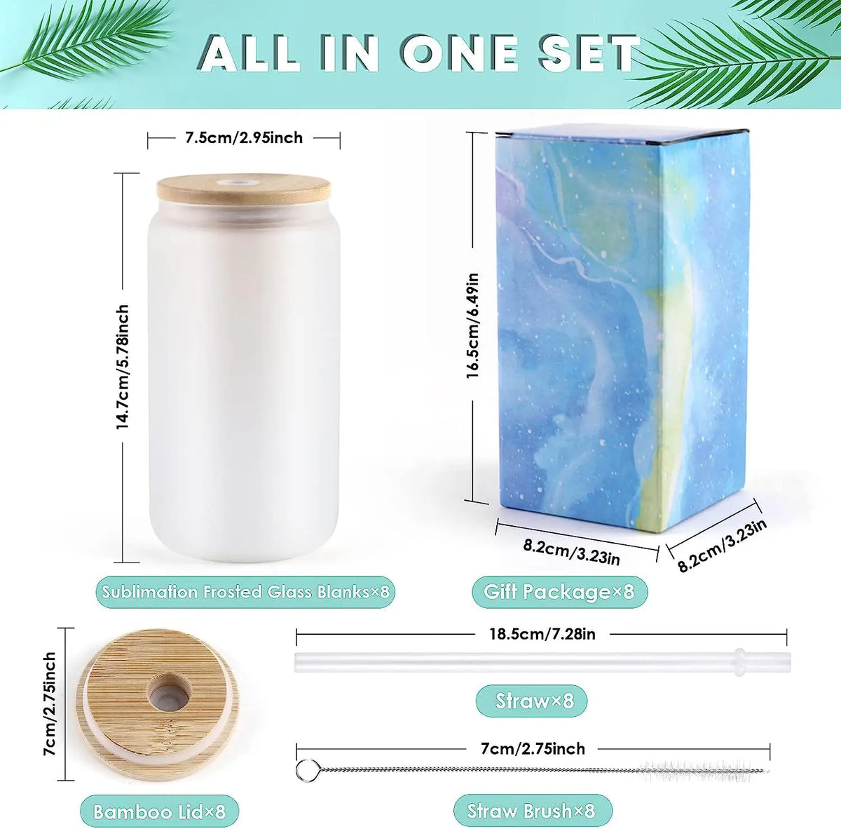 HTVRONT Sublimation Glass Tumblers With Bamboo Lids For DIY Gifts