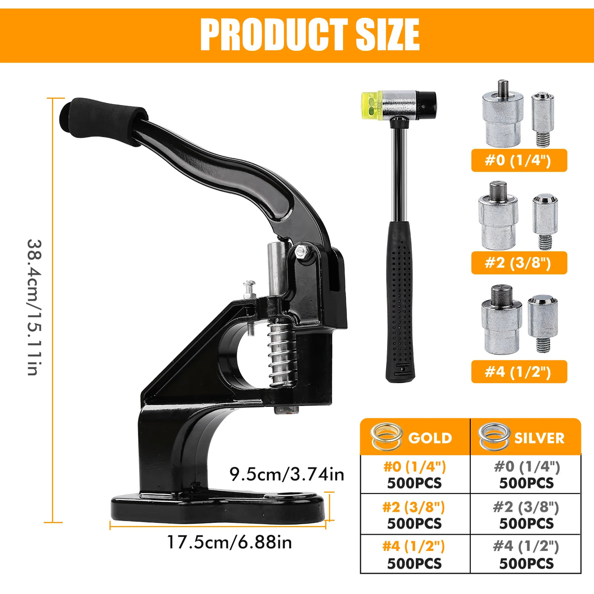 Manual Grommet Press Tool for Leathercraft and Sewing Projects