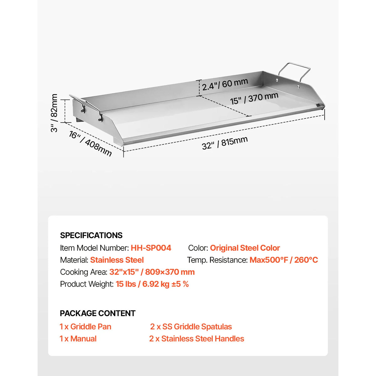 SucceBuy Stainless Steel Flat Top Griddle Plate for Gas Grill