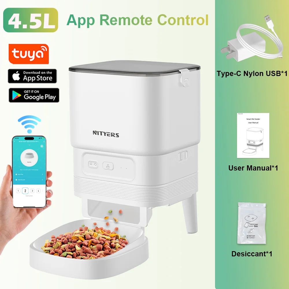 Nityers Smart WiFi Pet Feeder With Remote App Voice Recording