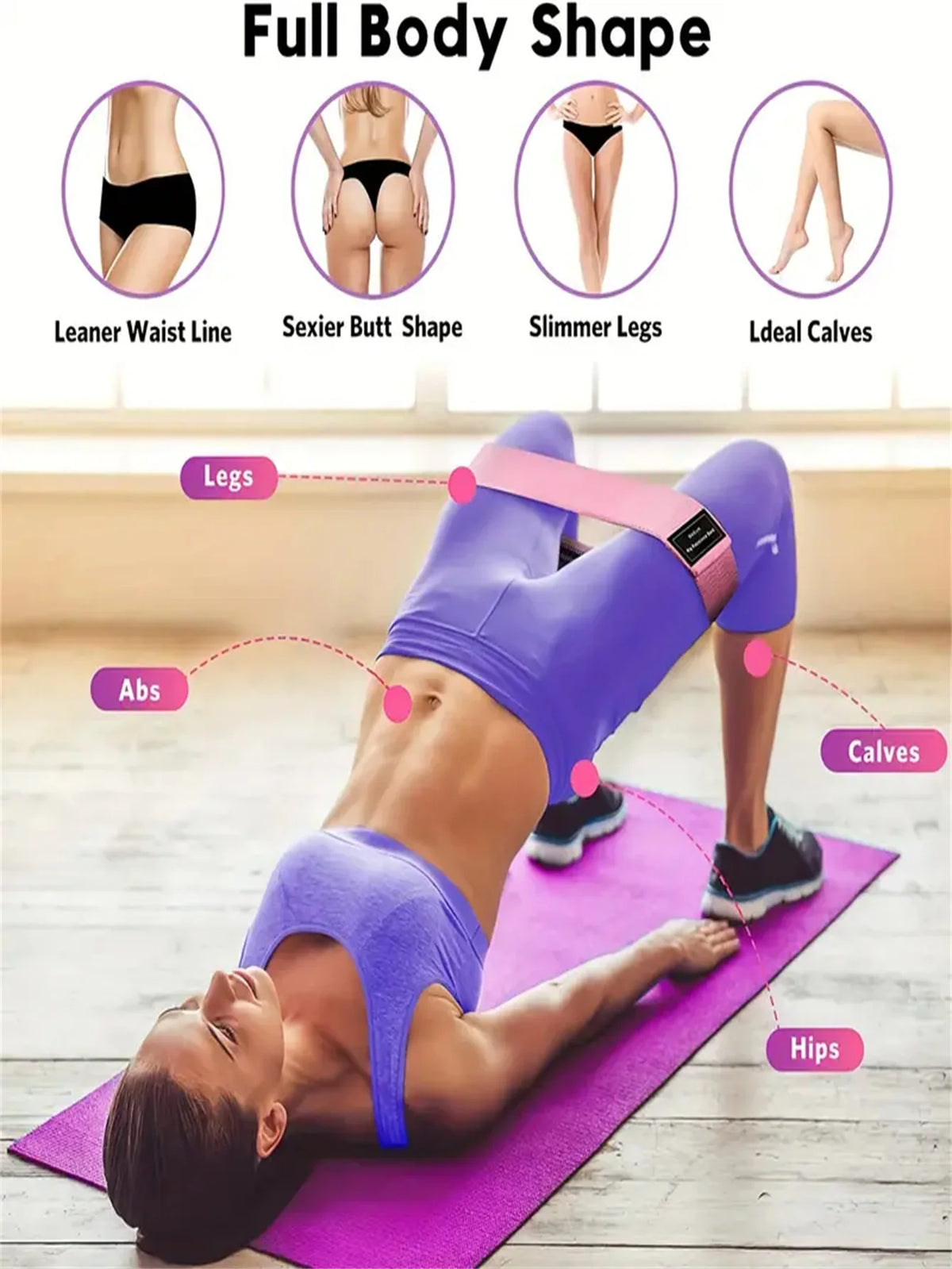 Pilates Yoga Resistance Bands for Stretching and Lower Body Workouts