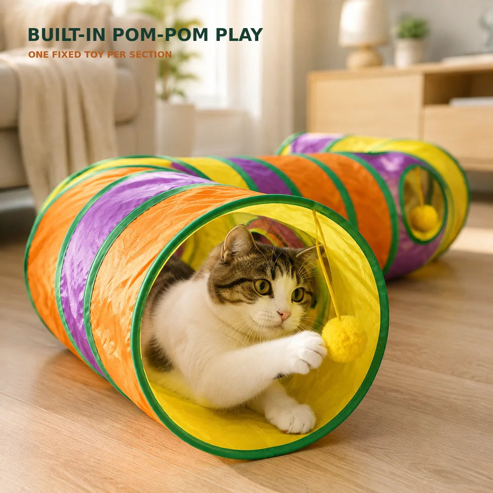 Zoe Connectable Cat Tunnel Maze With Peek Holes And Toys