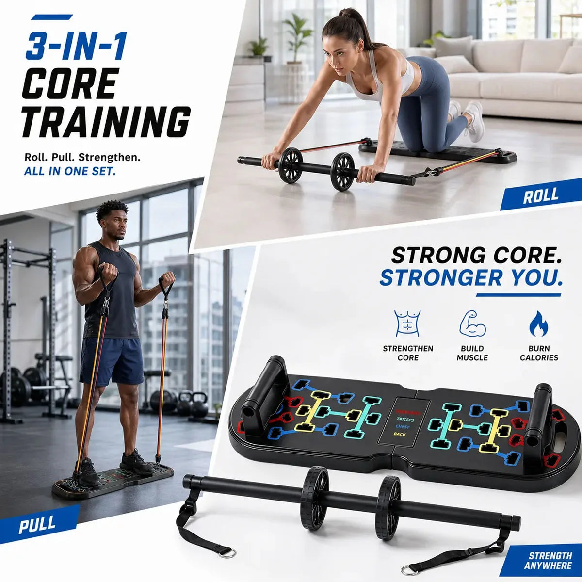 Home Gym Kit With Push Up Board And Resistance Bands