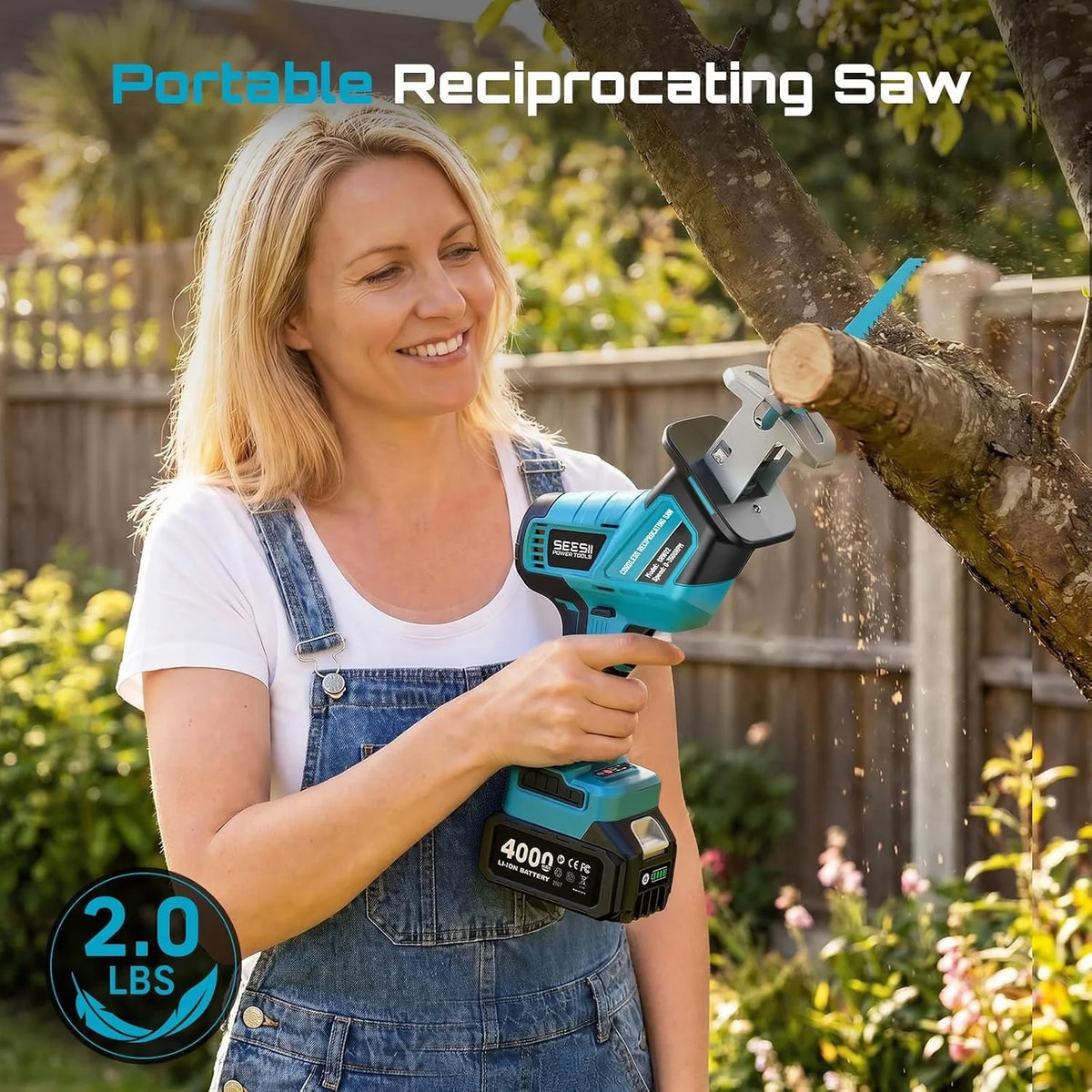 Seesii Brushless Cordless Reciprocating Saw for Wood and PVC Cutting