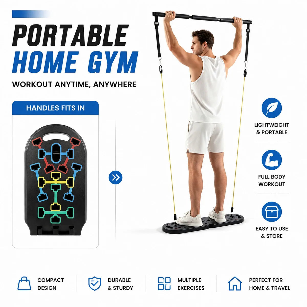 Home Gym Kit With Push Up Board And Resistance Bands