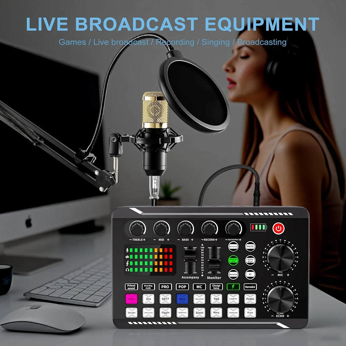 Podcast Microphone And Sound Card Kit For Streaming And Recording