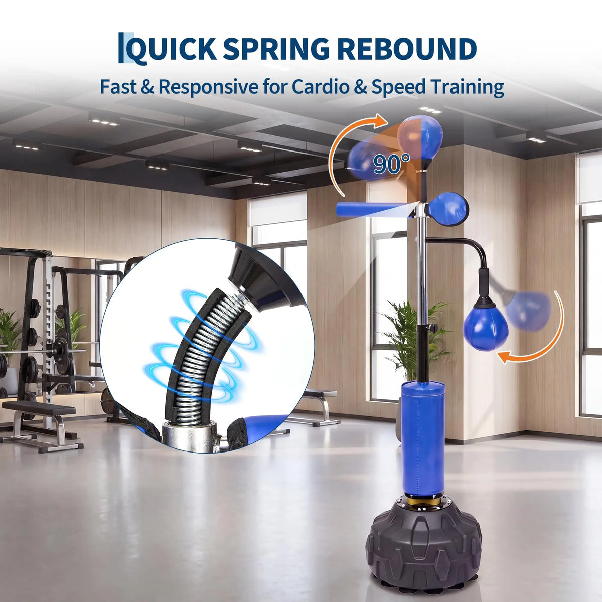 Freestanding Boxing Trainer With Swivel Bar And Dual Speed Balls