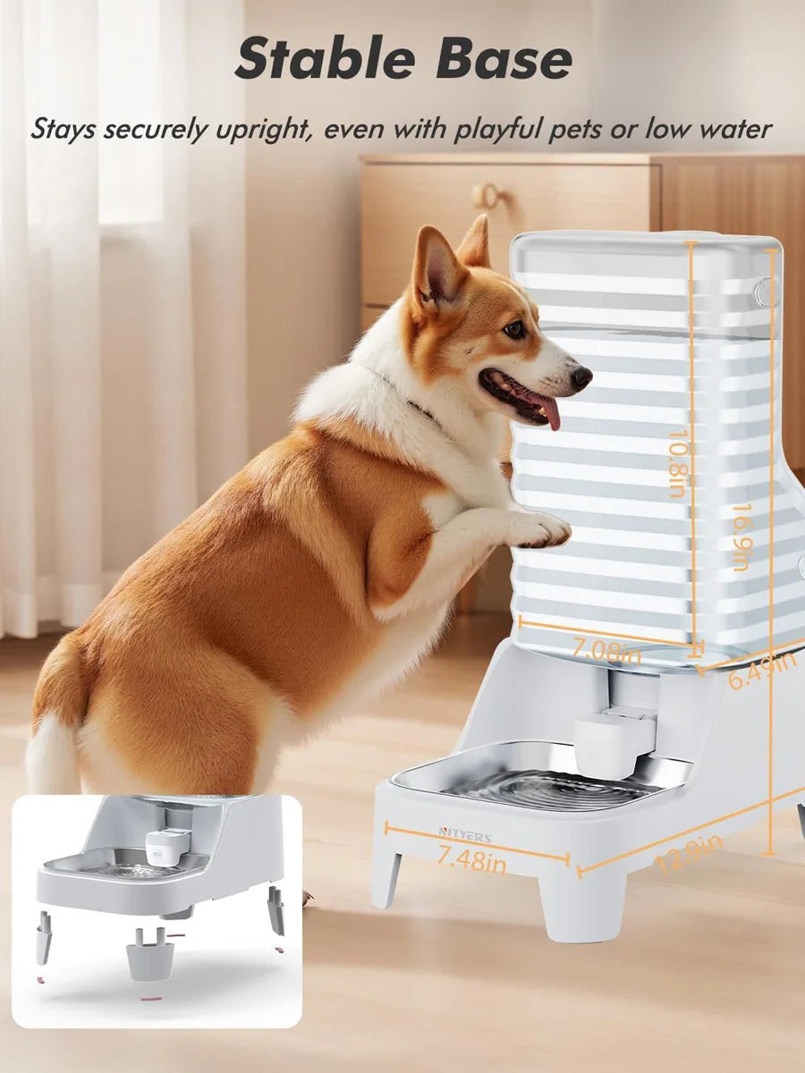 NITYERS Gravity Fed Stainless Steel Pet Water Dispenser