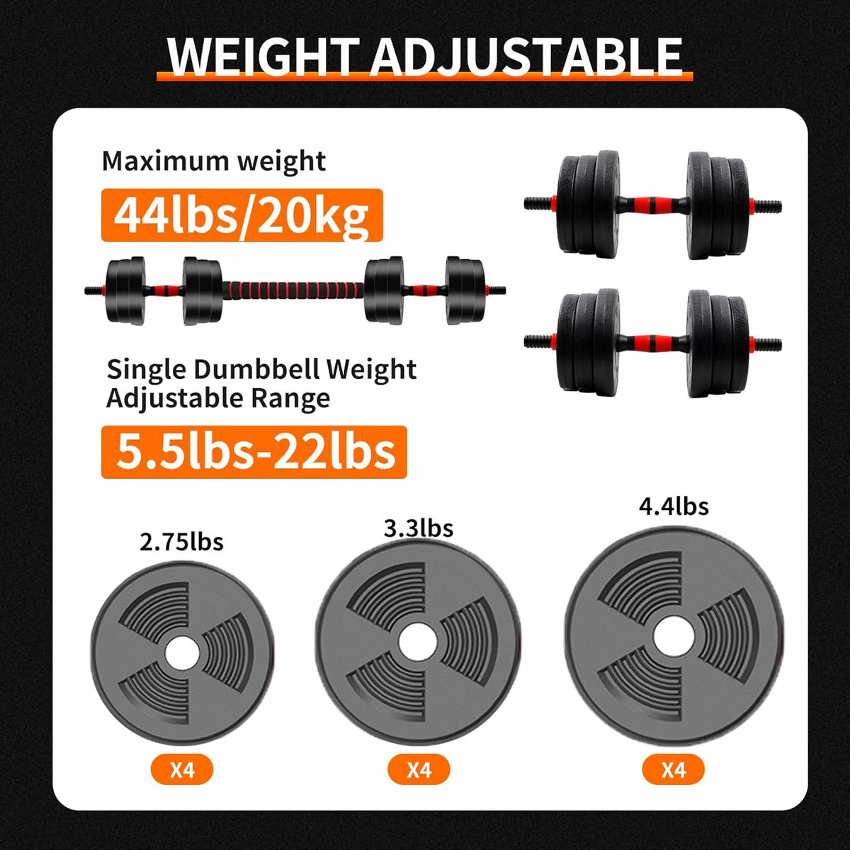 Adjustable Dumbbell To Barbell Set For Home Fitness Training