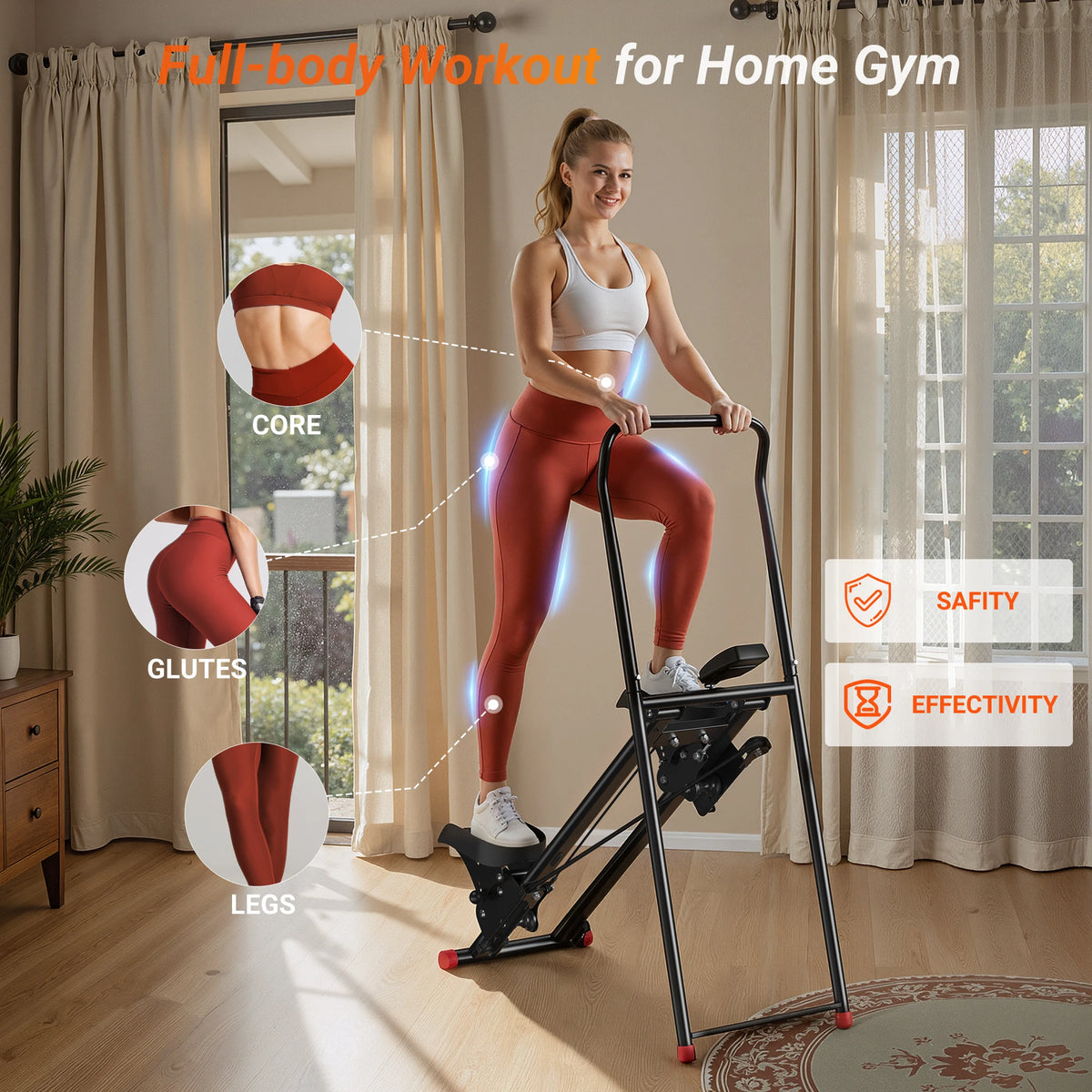 MERACH Foldable Stair Stepper With Handlebar And LCD Monitor