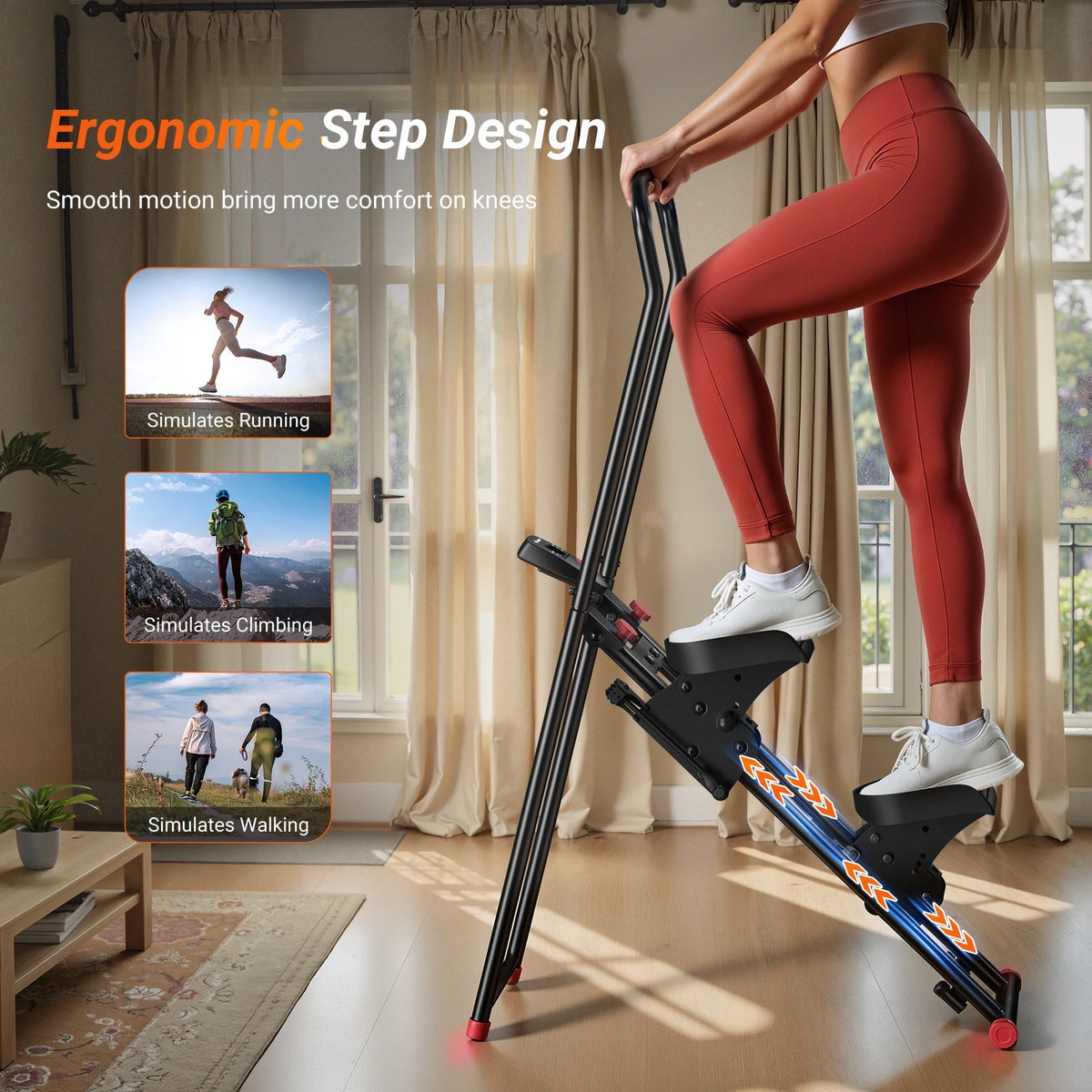 MERACH Foldable Stair Stepper With Handlebar And LCD Monitor