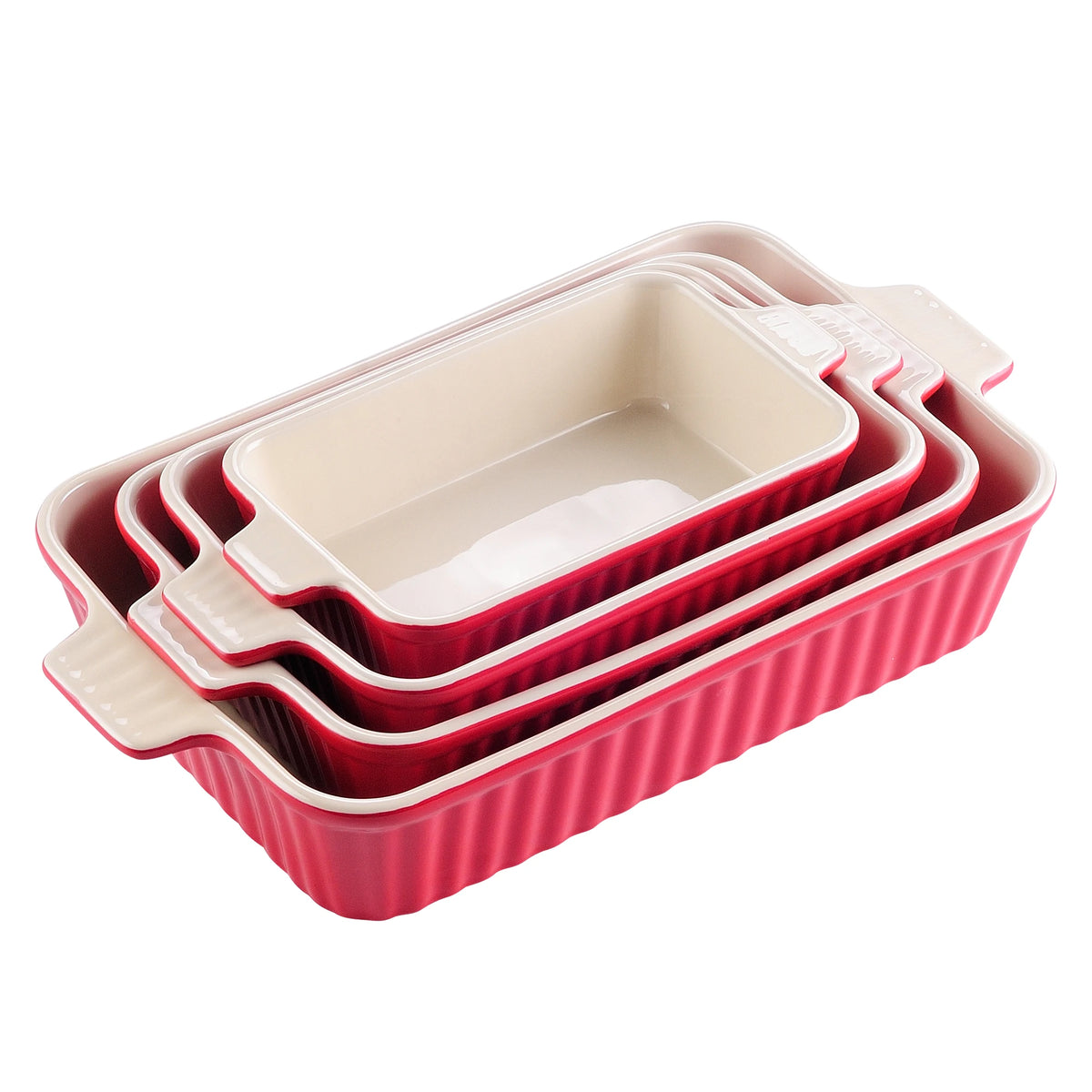 MALACASA Ceramic Baking Dish Set for Lasagna Pies and Casseroles