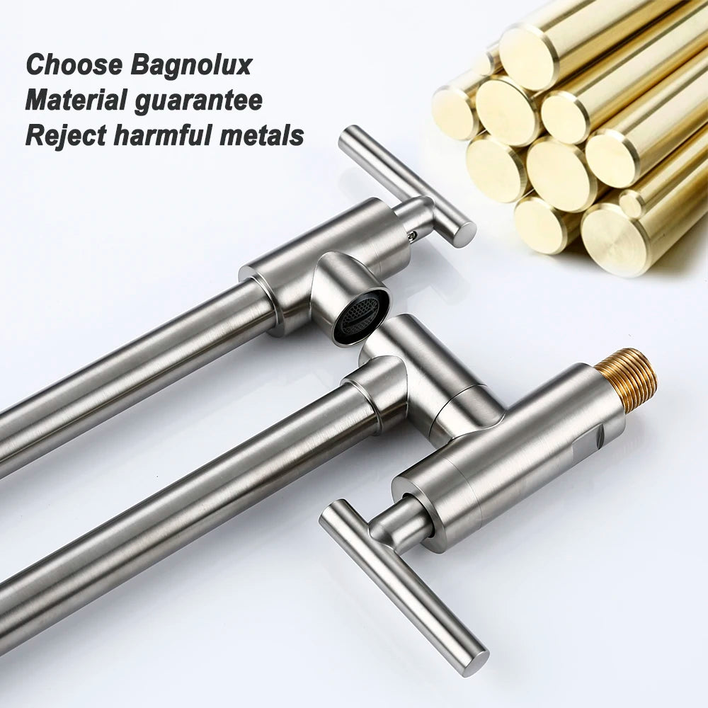 Bagnolux Wall Mounted Swivel Folding Kitchen Pot Filler Faucet