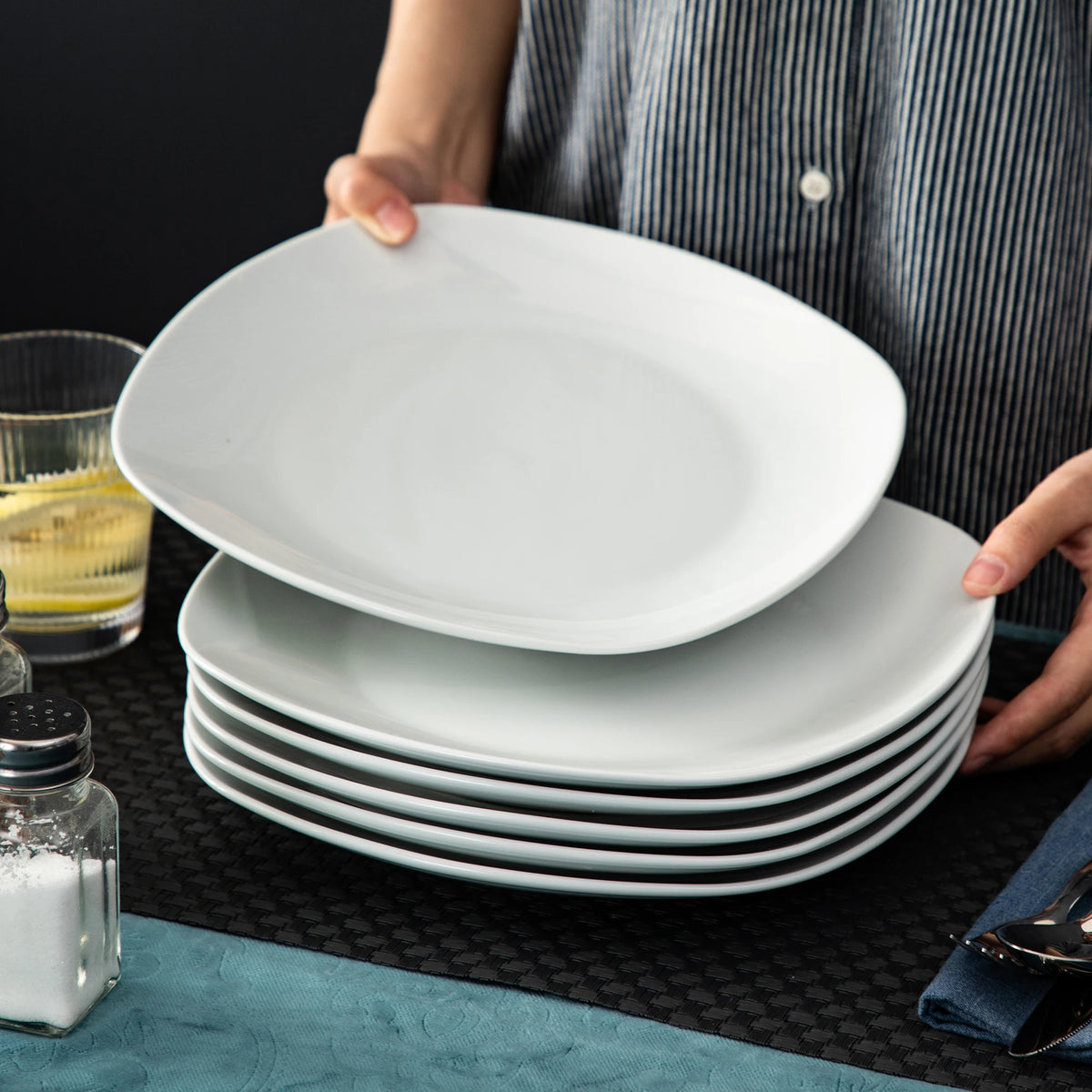 MALACASA Elisa Porcelain Dinner Plate Set for Everyday Dining