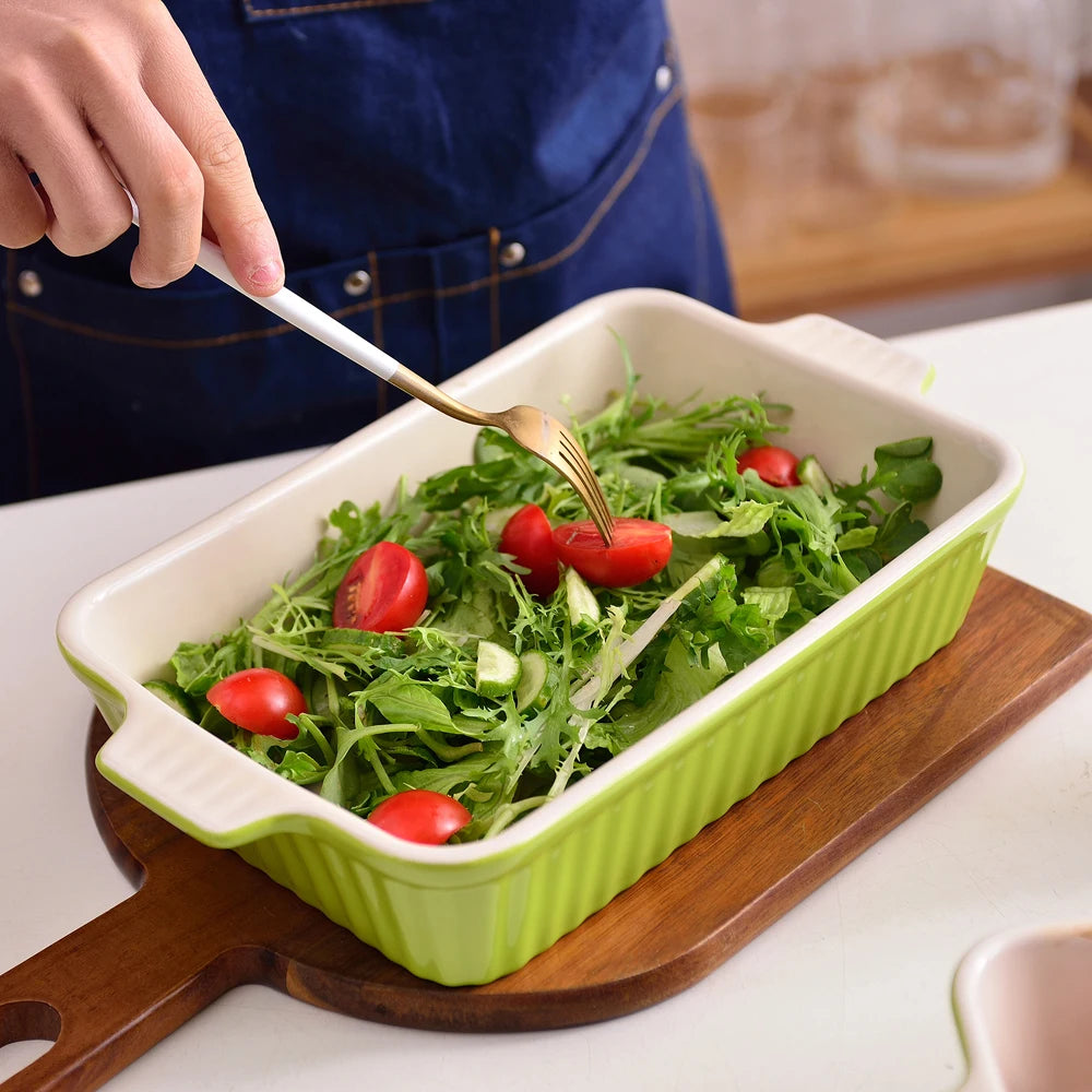 MALACASA Ceramic Baking Dish Set for Lasagna Pies and Casseroles