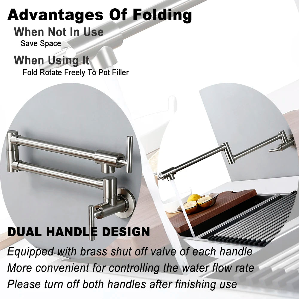Bagnolux Wall Mounted Swivel Folding Kitchen Pot Filler Faucet