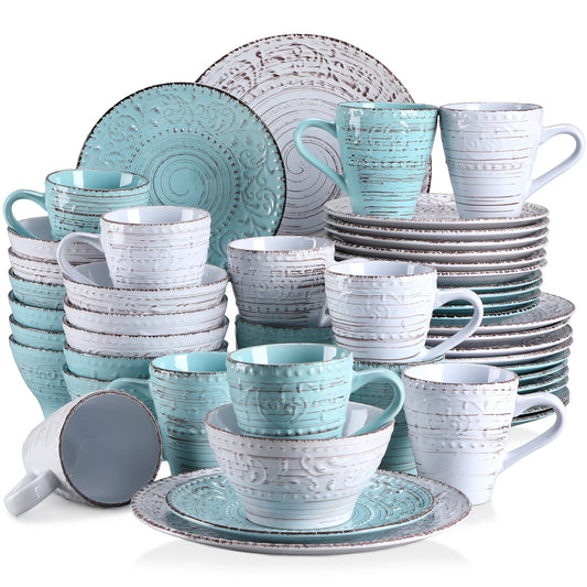 MALACASA Ceramic Dinnerware Set with Plates Bowls and Mugs
