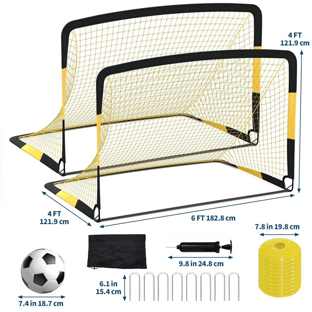 HiMISS Portable Soccer Goal Set with Training Accessories for Kids